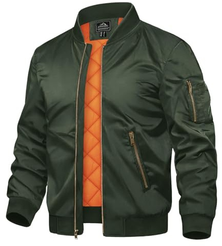 TACVASEN Uomo Giubbotto bomber Jacket Autunnale Calda Sportiva Tempo Libero Casual