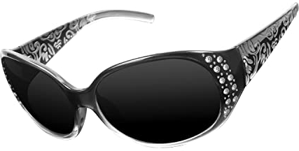 LVIOE Groß Sonnenbrille Damen Polarisiert Schwarz, Klassisch Vintage Sonnenbrille Große gläser mit UV400 Schutz