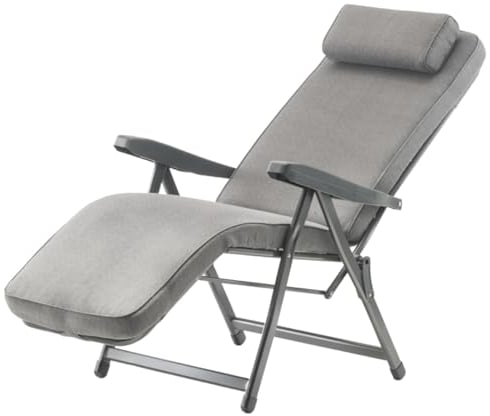 Tomaino - Sedia Sdraio Imbottita Per Interno ed Esterno - Poltrona Reclinabile Per un Perfetto Relax - Comoda e Pieghevole Ideale in Casa, Giardino, Terrazzo (Automatica, Grigio)