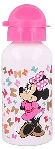 STOR Bouteille d'eau pour Enfants en Aluminium de 500 ML avec Motifs Disney Minnie, avec Bouchon de sécurité, Bec refermable, Lavable et réutilisable.