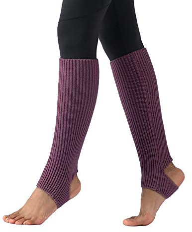 JUHONNZ Woman Yoga Socks,Knitted Stirrup Leg Warmers Knitting Legging Stocking Legwarmers for Ballet Latin Dance Yoga Boot Cuffs Socks Purple