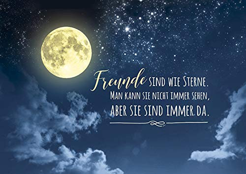 Neue Lebensart Postkarte Glückwunschkarte Grußkarte, Mond, Sterne - Freunde, Zum Beschreiben und Versenden für besondere Anlässe – Premium Qualität – A6