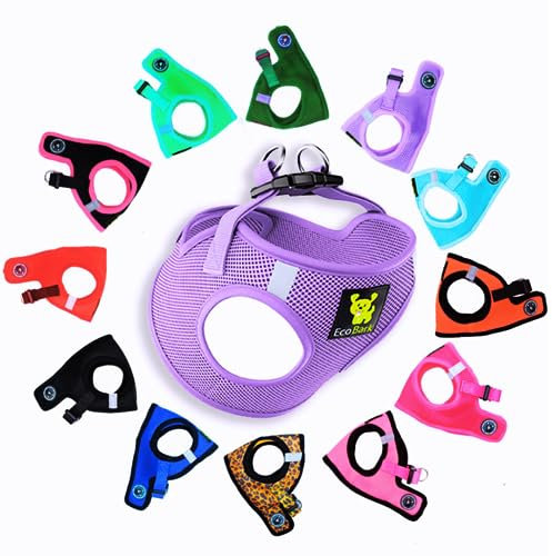 EcoBark Teacup Dog Harness - Step in Mesh No Pull Mini Body Vest Halter - Puppy & Toy Breed Harness Under 5 lbs (XXXS, Lavender)