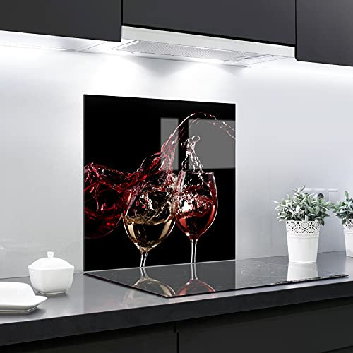 Crédence en verre trempé résistant à la chaleur - 60 x 65 cm - 4 mm d'épaisseur - Idéal derrière les cuisinières à gaz, en céramique et à induction - Facile à nettoyer