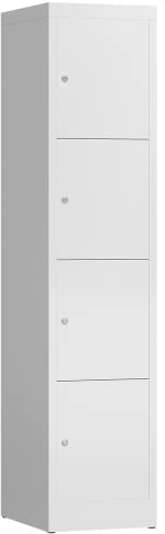 Lüllmann Schließfachschrank Fächerschrank 4 Fächer 1800 x 400 x 500 mm Spind (RAL 9003 signalweiß)