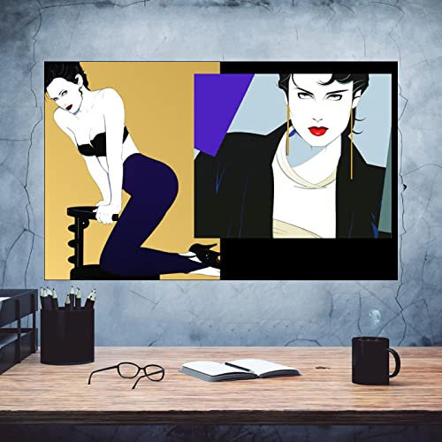 Hnyjyfa Patrick Nagel Frau Malerei Mode Cool Girl Pop Art Poster Vintage Illustration Wandkunstdrucke Sexy Elegante Frau Poster Modernes Zimmer Schlafzimmer Dekor 0125337