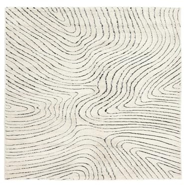 RugVista Chaima Teppich, 240 x 240 cm, Cremeweiß/Schwarz | Moderne, Quadratisch, Niedriger Stapel, Nur chemische Reinigung, Oeko-Tex 100