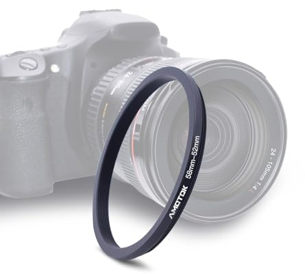 58mm a 52mm Anello da per filtri per fotocamera compatibile con tutti gli obiettivi della fotocamera da 58mm a 52mm UV CPL ND filtro accessorio e paraluce da 52mm (58– 52mm)