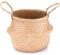 Decorasian Seegras Korb rund geflochten, Körbe zur Aufbewahrung und als Blumenkorb - Übertopf in Bast bzw. Rattan Optik - Seegraskorb mit Henkel zum Tragen - Wäschekorb - 25cm