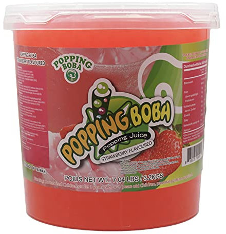 POPPING BOBA pour Bubble Tea - Perles des Fruits 3,2kg/Pot - Livraison Gratuite France - Expédition depuis France par la sté Bo Time (Fraise)