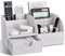 Richblue Schreibtisch Organizer, PU Leder Stiftehalter Schreibtisch, Multifunktionaler Büro Organizer mit Klein Schublade (7 Fächern-Weiß)