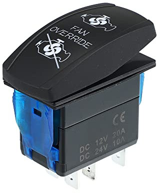 X AUTOHAUX Fan Override Rocker Switch 5Pin On-Off Blue LED Light Kit 12/24V