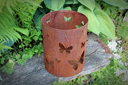 Gwenys Haus Windlicht Schmetterlinge Rost groß