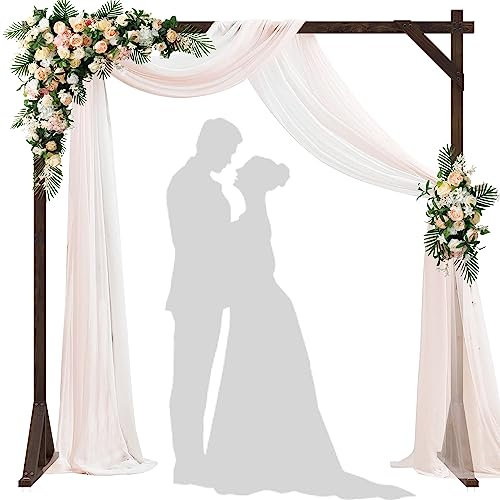 Xiomot Arche de mariage carrée en bois de 2,3 m pour décoration de cérémonie, intérieur ou extérieur, fête de mariage, demande en mariage, jardin, plage, forêt, décoration rustique bohème