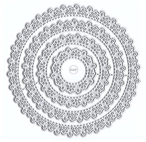 DzIxY Runde Spitzen-Metall-Stanzformen für Kartenherstellung, Prägepapier, Stanzformen, Sammelalbum, Maschinenschablonen, Aufbewahrungstaschen, Zubehör