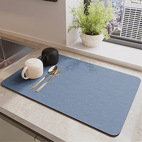 Morbuy Tapis Égouttoir Absorbant Évier, Couleur Unie Tapis de Séchage pour Vaisselle/Tapis pour Évier de Cuisine Séchage Rapide/Tapis Vaisselle Egouttoir pour Cuisine (30x40cm,Bleu)