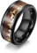 YAHOYA Mode 8mm Männer Schwarz Wolfram Wild Leben Jagd Ring Koa Holz Inlay Hirsch Familie Silhouette Stahl Ring Männer Ehering