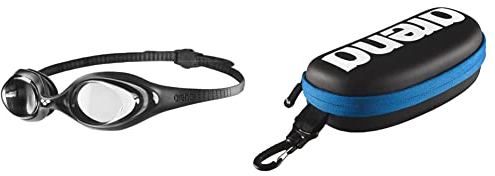 ARENA Spider Anti-Fog Schwimmbrille Unisex für Erwachsene, Schwimmbrille mit UV-Schutz, Selbstjustierender Nasensteg Swim Brillenetui, Brillenetui Hardcase, Brillenetui Hartschale, Schwarz