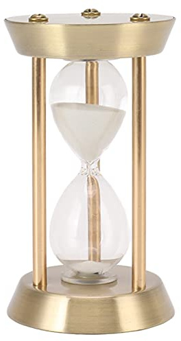Hapivida Metall Sanduhr Timer, Vintage Sanduhr Ständer mit Weißem Sand für Wohnzimmer, Zuhause, Küche, Schreibtisch, Büro, Hochzeit Dekoration(10 Minute-Gold)