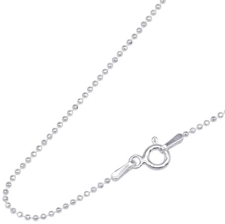 Kualitas Genuine 925 Sterling Silver Diamond Cut 1.2mm Ball Chain Necklace 14-24 (18)