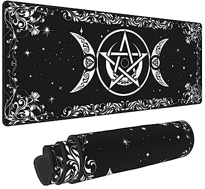 Pentagramm Magic Witch Moon Star Black Mouse Pad 11.8x31.5 inch Desk Accessories Big Extended Non-Slip Rubber Base Mousepad with Stitched Edges Gaming PC Desktop Large Mouse Pad