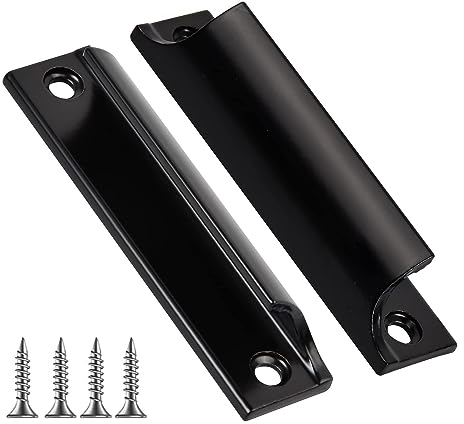 2 PièCe Poignee De Porte Exterieur- PoignéE Porte Coulissante, Invisible De Poignee De Meuble IntéRieure, Poignee Porte Coulissante, Poignet De Porte Cuisine Alliage D'Aluminium Entraxe 90mm (noir)