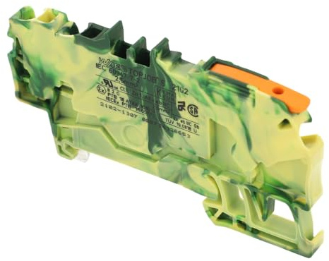 WAGO TOPJOB S, 2102 Schutzleiterklemme Einfach Grün/Gelb, 2.5mm², Steckanschluss, Packung a 50 Stück