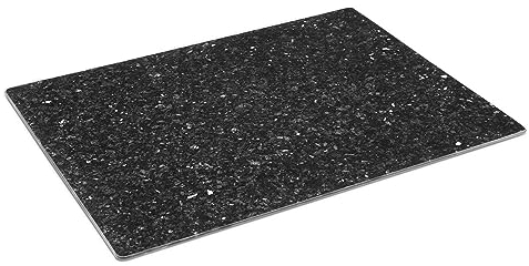 Muldale Planche à découper effet granit noir – Plateau de travail en verre trempé antidérapant – Résistante à la chaleur – Idéale pour protéger les surfaces de travail ou les tables