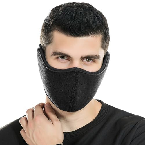 YzoTek 2 x Unisex Winter Wärmen Maske mit Ohrenabdeckung - 360 Grad Wickeln Staubdicht Atmungsaktiv Halbgesicht Mundschutz Gesicht Ohrenklappen