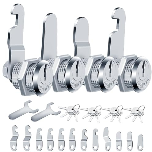 SWTYExt 4 Pièces Serrure Boite aux Lettres 16 mm Barillet Boite aux Lettres 16 Clés Serrure Armoire Metallique avec 16 Plaques Serrure Différentes pour Casier Boîte Outils Portes Placard Boite Lettre