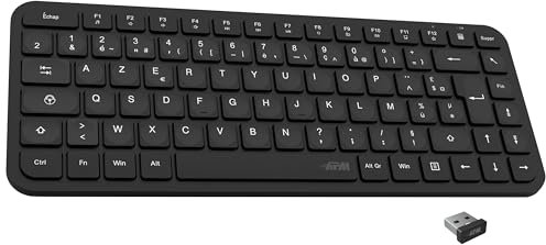APM Clavier Slim TKL sans-Fil, Récepteur 2.4 GHz, Extra-Fin, Clavier Français AZERTY, Conception Minimaliste Ten Key Less, Compatible avec PC Mac Ordinateur Portable, 100045