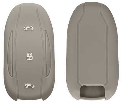 kwmobile Autoschlüssel Silikon Hülle kompatibel mit Tesla Model S/Model Y/Model 3 - Schlüsselhülle in Grau