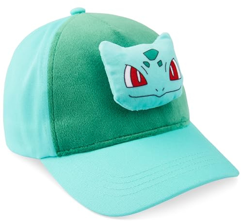 Pokemon 3D Jungen Cap, Basecap Kinder mit Plüsch Pikachu oder Bisasam Motiv, Verstellbarer Snapback, Geschenkidee für Jungen