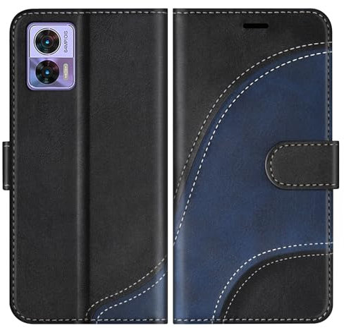 BoxTii Cover per Motorola Edge 30 Neo, Custodia in PU Pelle Portafoglio, Magnetica Cover a Libro con Slot per Schede per Motorola Edge 30 Neo, Nero