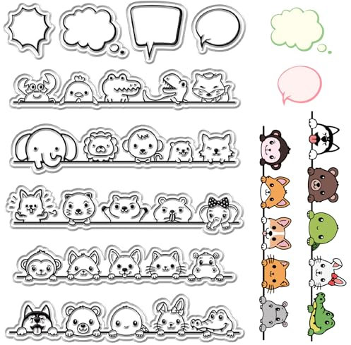 craspire Tiere Klare Stempel Dialogfeld Wiederverwendbarer Hintergrund Poststempel Transparente Silikonstempelsiegel Für Die Erstellung von Tagebüchern Und Karten Dekorieren DIY Scrapbooking Supplies