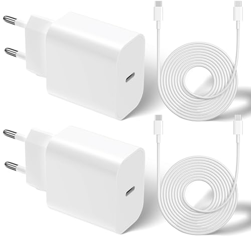 2er Pack USB C Ladegerät für iPhone 15/16 Pro Max, Mit 2x 2m Kabel, Kompatibel Mit iPad Pro 11/12.9 (1.-6. Generation)
