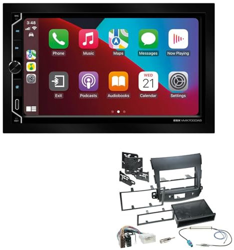 ESX VMX700DAB 2-DIN Autoradio kompatibel mit Wireless Apple CarPlay Android Auto Bluetooth DAB+ passend für Citroen C-Crosser 2007-2012 schwarz ohne OEM Navi