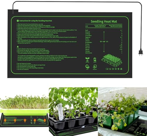 WIYETY Tapis chauffant pour plantes : 25,5 x 53,5 cm, tapis chauffant pour semis, taux de germination et animaux domestiques, serre, tapis chauffant pour semis, animaux domestiques et reptiles