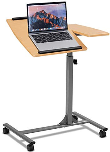 RajoNN Mobiler Laptoptisch, Verstellbarer Sitz-Steh-Konverter, Hebeschreibtisch mit Rädern, Home-Office, Arbeitszimmer, Wohnzimmer, Sofa, Beistelltisch, PC-Computer-Arbeitsplatz (Walnuss)