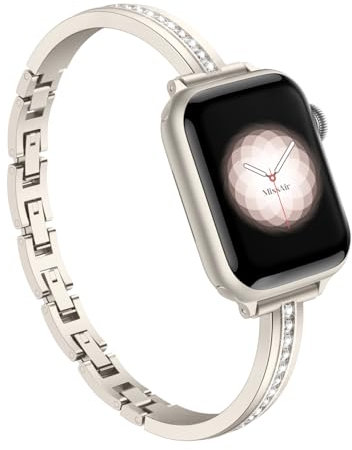 Missair Compatible avec les bracelets Apple Watch 40mm 38mm 41mm 44mm 42mm 45mm 46mm 49mm pour femme et fille, bracelet fin en métal avec diamant pour iWatch SE Series 10, 9, 8, 7, 6,
