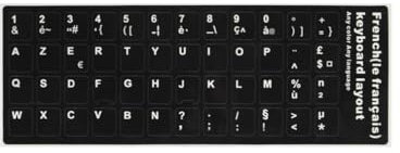 Italian English French Arabic Cangjie Wubi Chinese German Russian Korean Japanese Thai Spanish Hebrew Keyboard Sticker Alphabet Keyboard Layout Sticker For Laptop Desktop Computer (French)