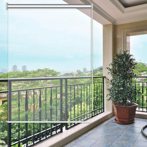 Genérico A,120 * 250cm, Estor Enrollable Transparente De PVC De 0,5 Mm Persianas Enrollables Al Aire Libre Toldo Vertical para Ventanas Balcón Terraza Pérgola Persiana Enrollable Prueba De Lluvia