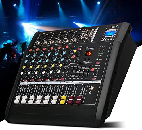 Professional DJ Mixer,4 Channel DJ Controller with 16 DSP Effect USB Bluetooth for Home Band Recording Stage