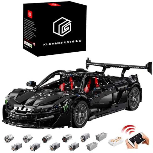 KYLON Technik Auto für McIaren P1, 3860 Teile Technik Auto Bausatz MOC Sportwagen Bausatz mit M0T0R, 1:8 KIemmbausteine für Kinder und Erwachsene