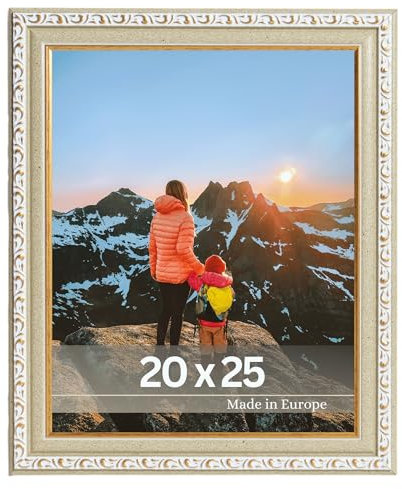 VictoR Marco de fotos antiguo Chagall en color beige dorado, 20 x 25 cm, decoración vintage, adecuado para certificados, marco de fotos beige 20 x 25 cm, barroco