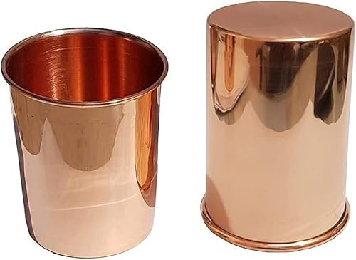 Exclusive Global 2 - Set di 2 bicchieri in 100% puro rame per la perdita di peso, digestione, regalo per la salute