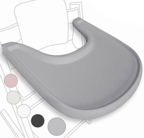 Hochstuhl-Tablett kompatibel mit Stokke Tripp Trapp Stuhl, ergonomisches gebogenes Design, Grau - BPA-frei, einfach zusammenzubauen