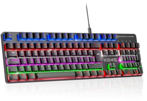 EMPIRE GAMING - Nuovo 2025 – K245 Tastiera Gaming Wired Switches Meccanica MX Red (FR - AZERTY) - Tipo C - per PC/PS4/PS5/Xbox - Retroilluminazione RGB 24 Effetti - 105 Tasti - N-Key Rollover (NKRO)