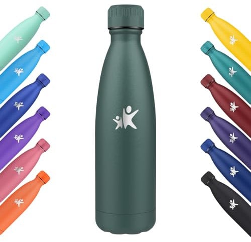KollyKolla Bouteille Isotherme, 750ml, Gourde Inox sans BPA, Bouteille Reutilisable, Isolation Double Paroi, Gourde Isotherme Acier Inoxydable, pour Enfant, Adulte, Sport, École - Vert Olive