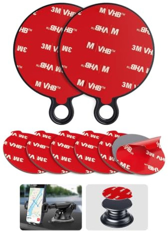 APPS2Car 3M Lot de 2 coussinets adhésifs ronds de 70 mm et 6 disques ronds de 35 mm, disque de montage pour tableau de bord de 70 mm pour ventouse de voiture, ruban adhésif VHB de 3,5 cm pour prise en
